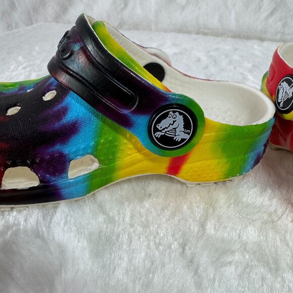 Rainbow Crocs Classic Clogs Sz C5 Colorful Tie-Dye Little Kids' (Ages 1-5) - Picture 7 of 8